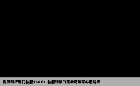 深度剖析蜀门私服566tl：私服现象的背后与玩家心态解析